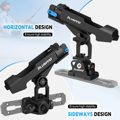 PLUSINNO 2 in 1 Fishing Rod Holders for Boat, Kayak Fishing Rod Holder, Fishing Pole Holders for Track Mount/Deck Mount, Fishing Gear with Fishing Rod Protective Strap, Fishing Accessories & Gifts