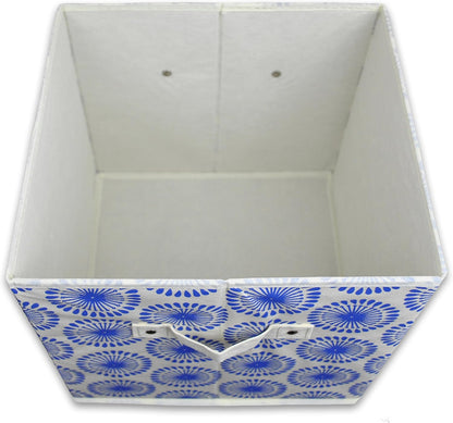 DII Foldable Fabric Storage Containers for Nurseries, Offices, Closets, Home Decor, Cube Organizers & Everyday Storage Needs, (Large - 11 x 11 x 11) Scroll Nautical Blue - Set of 2