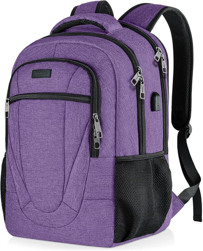 Backpack for Men and Women, School Backpacks for Teen Boys and Girls, Black Water Resistant Back Pack, Business Men Sturdy Computer Bag with USB Charging Port, Gifts