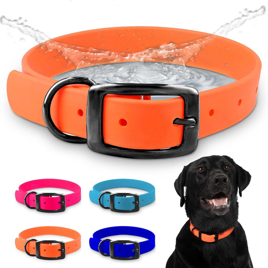 Regal Dog Products Small Orange Waterproof Hunting Dog Collar with Heavy Duty Black Hardware Buckle & D Ring | Custom Fit Vinyl-Coated Webbing Water Resistant Collar for Small, Medium & Large Dogs