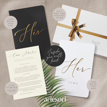 ARTESORI Wedding Vow Book for Her & Him, Soft Touch, Gold Foil Engraving, 28 Lined Pages, Wedding Vow Books His and Hers, Wedding Essentials, Wedding Registry Ideas, His and Hers Gifts [Mint & Sage]