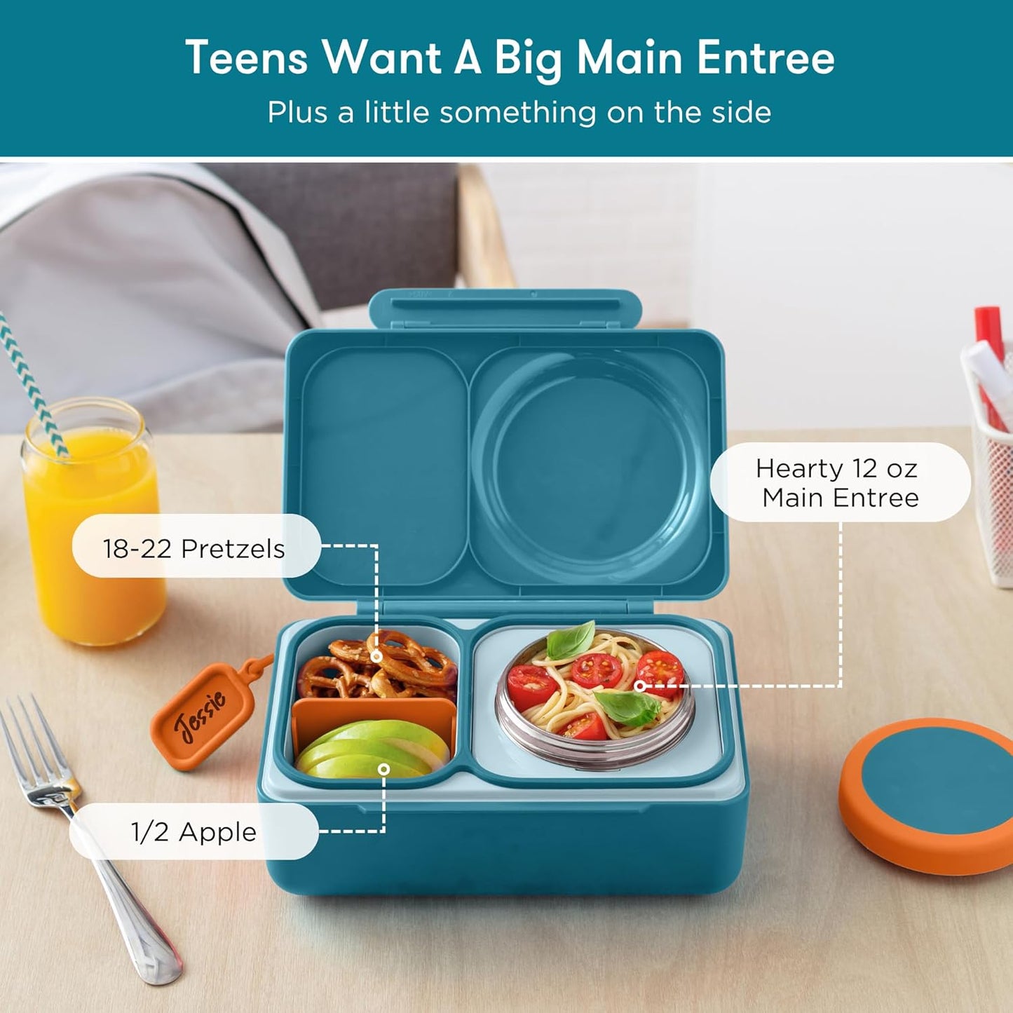 OmieBox UP bento box for kids | Insulated lunch box | Insulated food jar | Cooler ice pack | 2 Compartments (Cherry Pink)