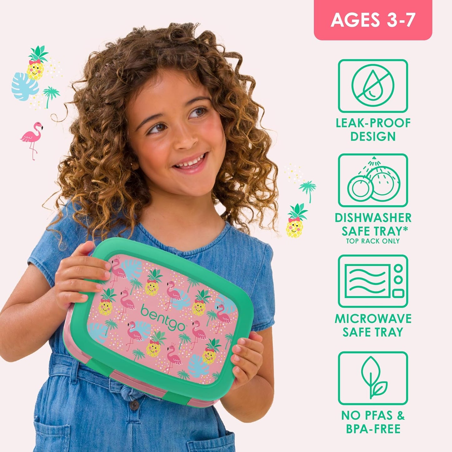 Bentgo Kids Prints (Unicorn) - Leak-Proof, 5-Compartment Bento-Style Kids Lunch Box - Ideal Portion Sizes for Ages 3 to 7 - BPA-Free and Food-Safe Materials