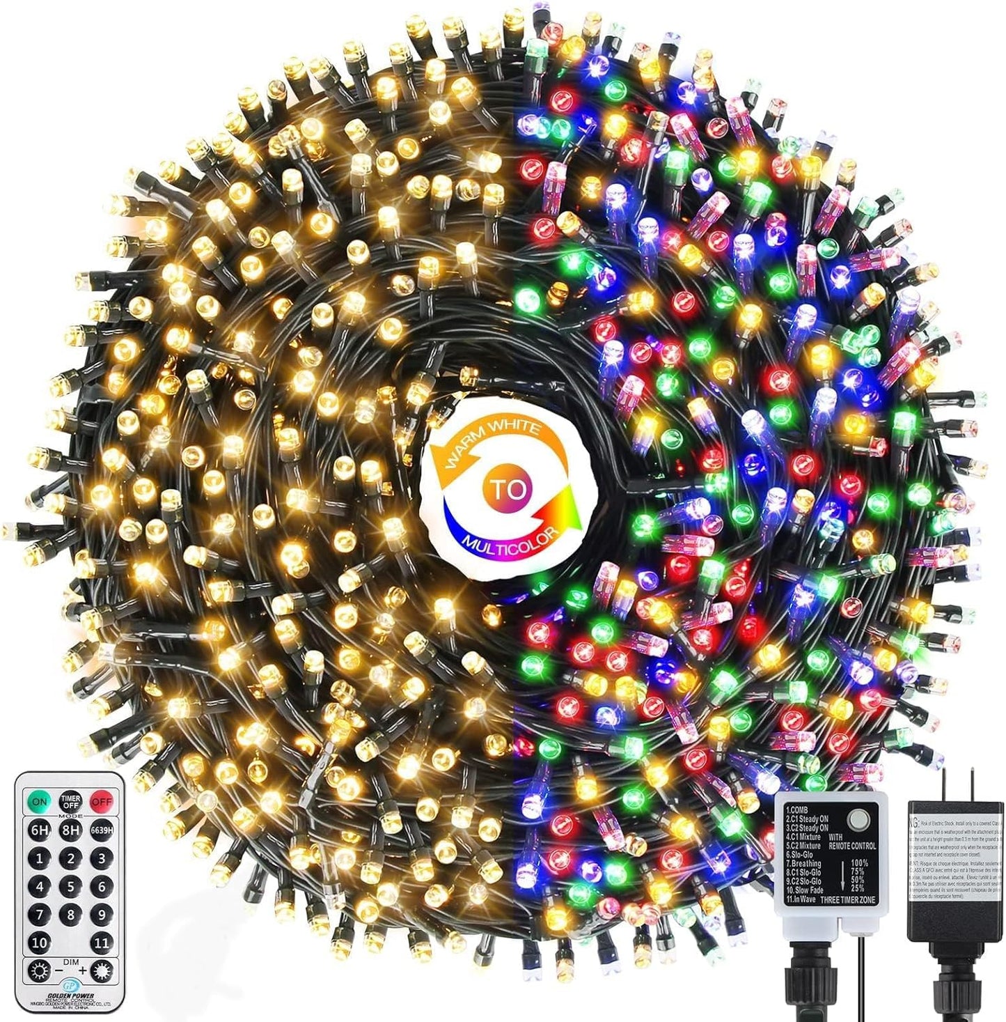 Tcamp 105FT 300 LED Purple Orange Halloween Decorations Lights Motion Activated Sync with 4 Scary Music, 6 Modes Halloween String Lights for Party Yard Outdoor Indoor Decor (3 Sets Connectable)