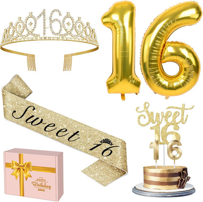 65th Birthday Decorations for Women, Including 65th Birthday Sash and Crown, Cake Topper and Candles, Number Balloons Rose Gold, 65 Year Old Gifts for Women