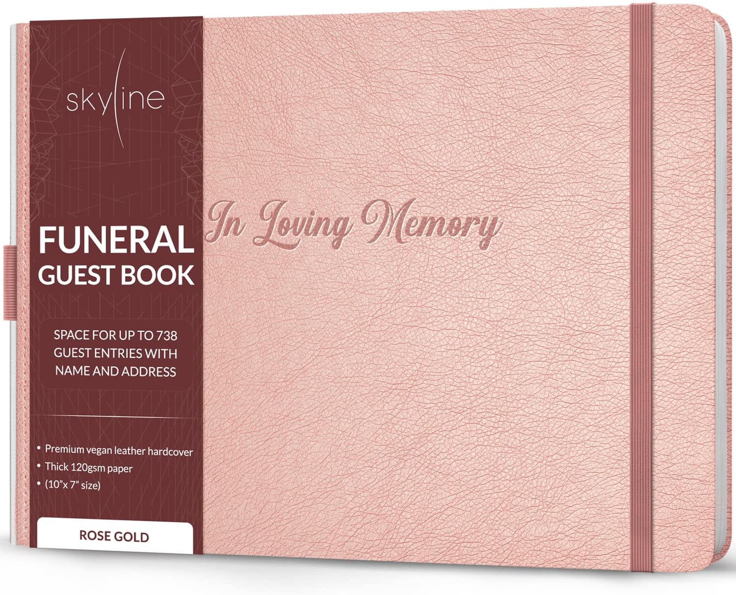 Skyline Funeral Guest Book for Memorial & Funeral Services – in Loving Memory Guest Sign in Book for Funerals – 738 Guest Entries with Name & Address, 129 Pages, Hardcover, 10x7″ (Purple) - PuriLite