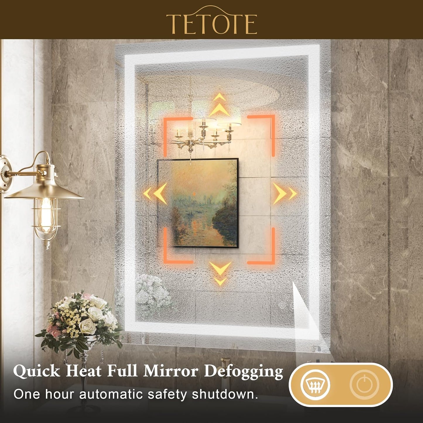 TETOTE 36 x 28 Bathroom LED Mirror Bedroom LED Mirror Fashion Style Vanity Makeup Mirror Dimmable Anti-Fog Wall Mounted Birthday Gift Housewarming Gift Wedding Gift