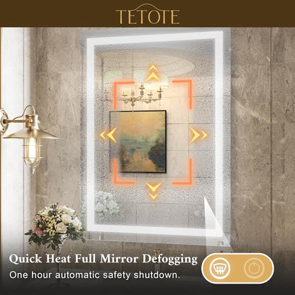TETOTE 36 x 28 Bathroom LED Mirror Bedroom LED Mirror Fashion Style Vanity Makeup Mirror Dimmable Anti-Fog Wall Mounted Birthday Gift Housewarming Gift Wedding Gift