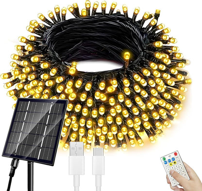 Maokot Solar Christmas Lights Outdoor, Upgraded 137FT 400 LED Solar String Lights with Remote,19 Modes Waterproof Warm White Solar Lights Outdoor String for Outside Garden Home Festival Decorations