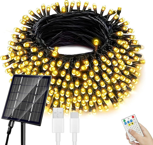 Maokot Solar Christmas Lights Outdoor, Upgraded 137FT 400 LED Solar String Lights with Remote,19 Modes Waterproof Warm White Solar Lights Outdoor String for Outside Garden Home Festival Decorations