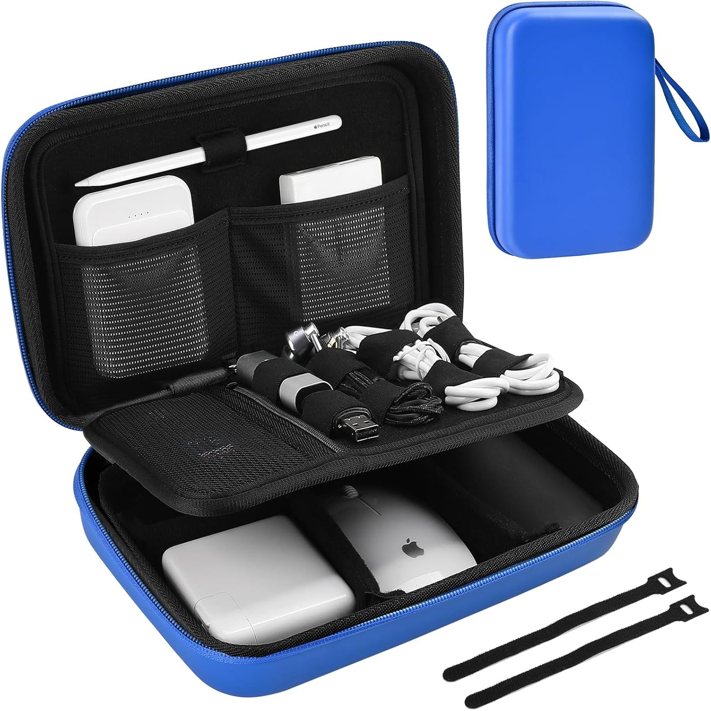 ProCase Hard Travel Electronic Organizer Case for MacBook Power Adapter Chargers Cables Power Bank Apple Magic Mouse Apple Pencil USB Flash Disk SD Card Small Portable Accessories Bag -L, Black