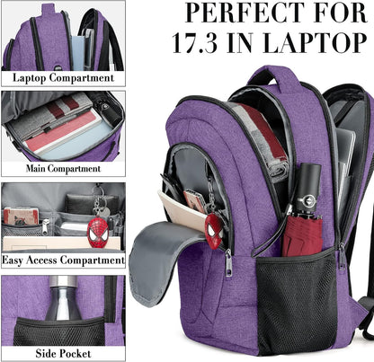 Backpack for Men and Women, School Backpacks for Teen Boys and Girls, Black Water Resistant Back Pack, Business Men Sturdy Computer Bag with USB Charging Port, Gifts
