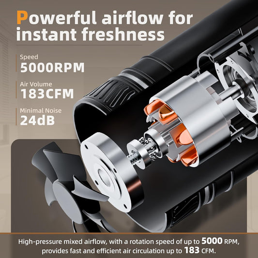 4-Inch Inline Duct Booster Fan | Temperature & Humidity Sensor with Remote Control