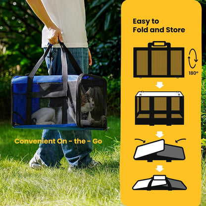 Conlun Cat Carrier Bag,Soft-Sided Pet Carriers for Dogs with 4-Sided Mesh,Airline Approved Cat Transport Carrier for Small&Medium Cats Kitten Puppy Up to 6Kg,Collapsible Cat Travel Carrier-M,Black