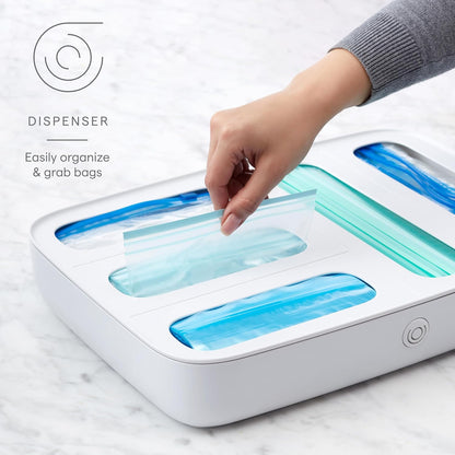 YouCopia StoraBag Drawer Food Bags Dispenser, 3-Slot, Plastic Sandwich Bag Organizer for Kitchen Storage