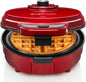 Chefman Anti-Overflow Belgian Waffle Maker w/ Shade Selector, Temperature Control, Mess Free Moat, Round Iron w/ Nonstick Plates & Cool Touch Handle, Measuring Cup Included, Red