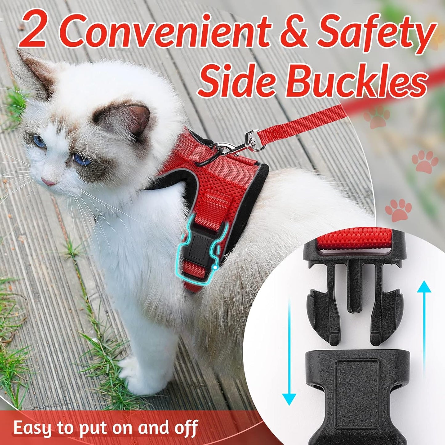 rabbitgoo Cat Harness and Leash for Walking, Escape Proof Soft Adjustable Vest Harnesses for Small Medium Cats, Easy Control Breathable Reflective Strips Jacket, XS, Black