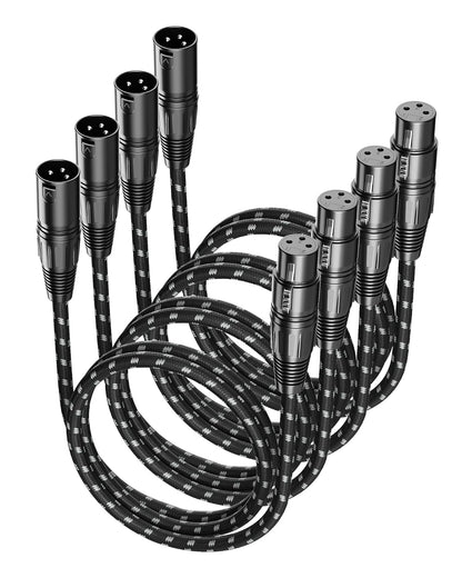 VANDESAIL XLR Cables 25ft 2 Pack, Durable Nylon Braided XLR Microphone Cable, Mic Cable, Shielded and Fully Balanced OFC Male to Female Cord for Recording Mixer Amplifie Speaker Black White