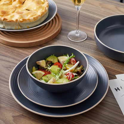 Stone lain Lauren Stoneware Dinnerware Crockery Set, 16-Piece Service for 4, Charcoal