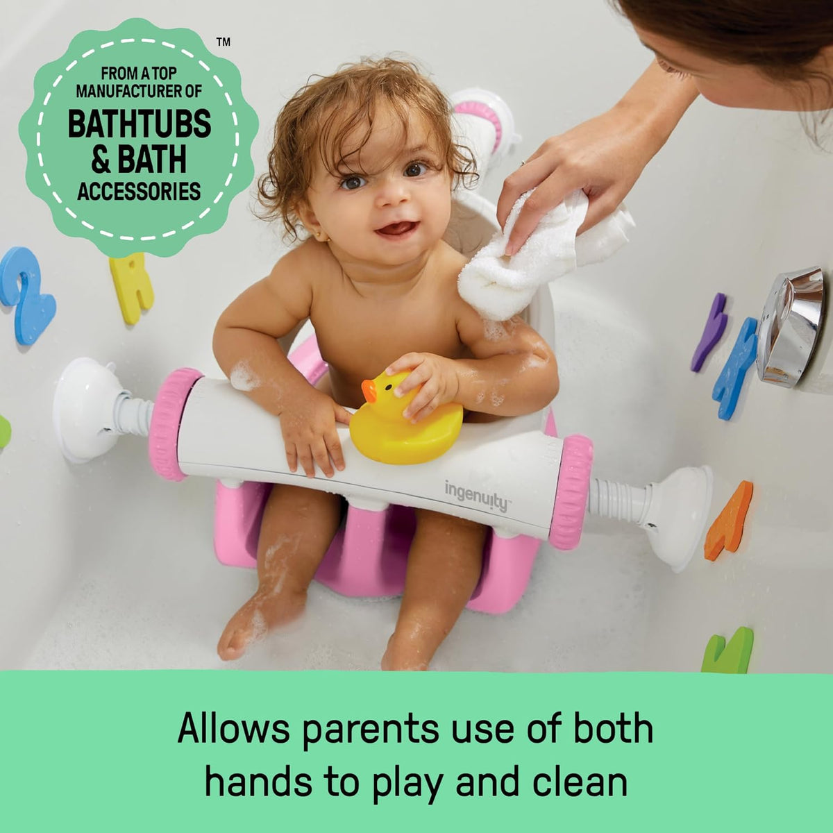 Summer Infant My Bath Seat for Sit-Up Baby Bathing, Sure & Secure Suction Cups, Backrest for Assisted Sitting, Easy Setup & Storage, Pink