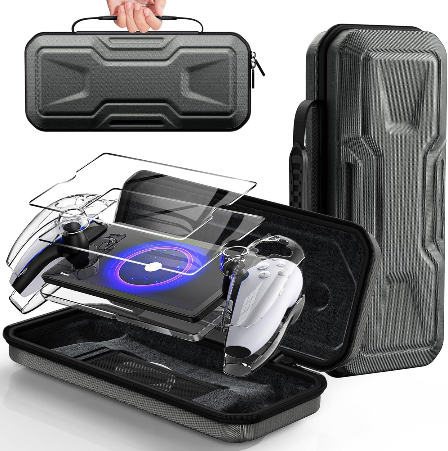 FYOUNG Carrying Case Accessories for PlayStation Portal, Full Protection Bundle with Tempered Glass Screen Protector, Protective Cover, Hard Shell Portable Travel Bag for PS5 Portal Remote Player