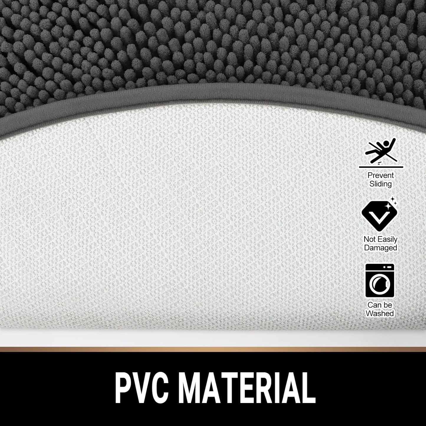 Soft Plush Chenille Bathroom Rug, Absorbent Microfiber Bath Mat, Machine Washable, Non-Slip Grip, Quick-Dry, Thick Shag Carpet Great for Bath, Shower Floor, Bedroom, or Door Mat (Beige, 17x24)