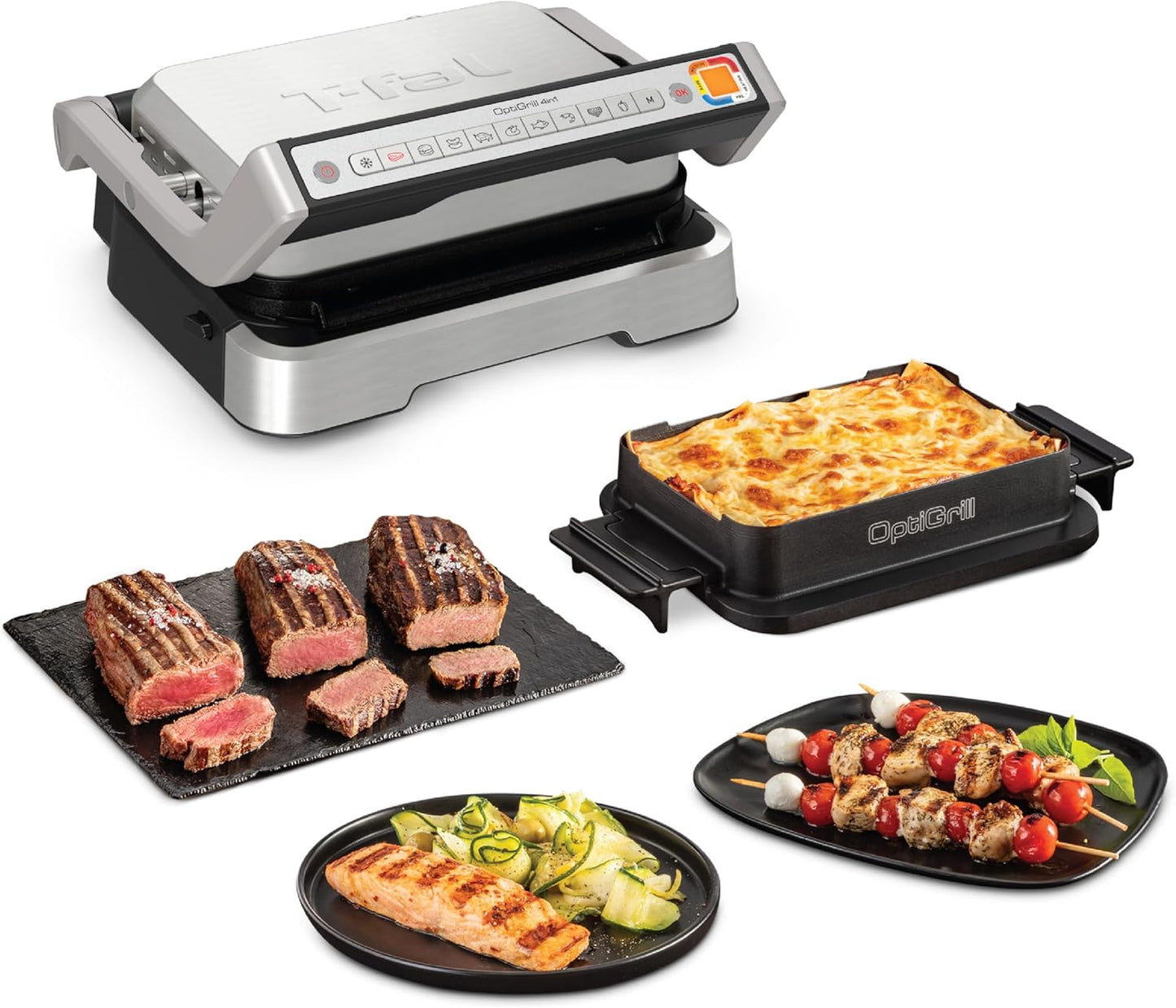 T-fal Optigrill, Electric Indoor Grill, 6 Auto Cooking Modes, Smart Sensor Techology, Nonstick removable plates, Stainless Steel Exterior, Panini Press, Precision Grilling