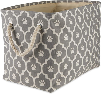 DII Bone Dry RoundSmall Pet Toy and Accessory Storage Bin, 12"(Dia) x9(H), Collapsible Organizer Storage Basket for Home Decor, Pet Toy, Blankets, Leashes and Food-Gray Stripes