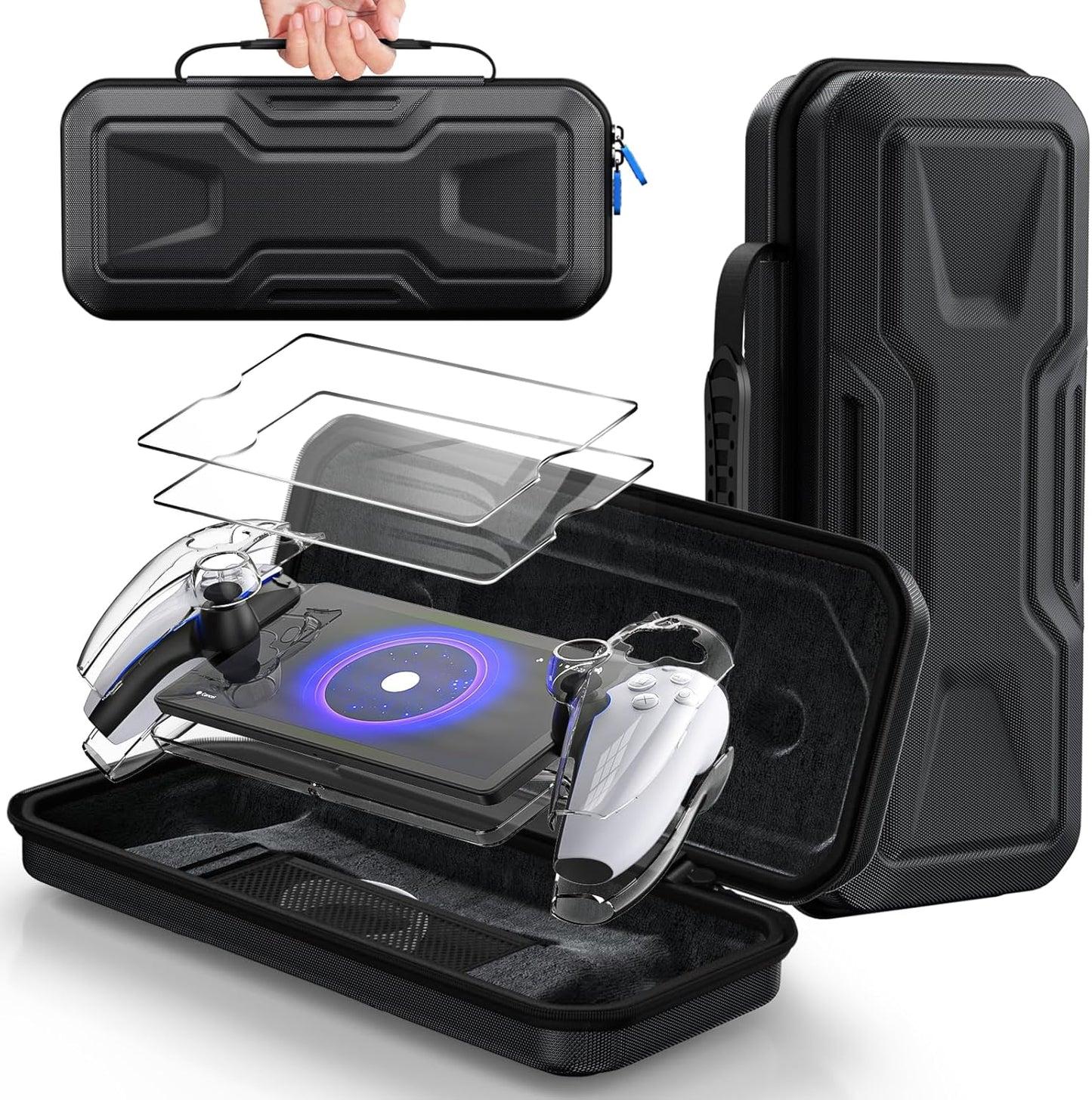 FYOUNG Carrying Case Accessories for PlayStation Portal, Full Protection Bundle with Tempered Glass Screen Protector, Protective Cover, Hard Shell Portable Travel Bag for PS5 Portal Remote Player