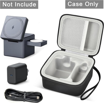PAIYULE Case Compatible with Anker 3-in-1 Cube MagSafe Charger 15W Max Fast Charging Stand, Power Station Storage Holder for USB-C Cable (Box Only) Black - PuriLite