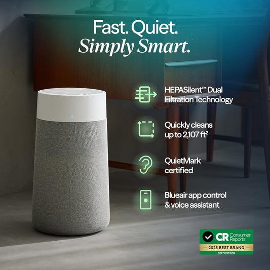 Blueair Pure 411i Max Air Purifier – HEPA Silent, Smart Air Cleaner for Small Rooms, Bedrooms, Baby Nurseries, Pets & Allergies, Cleans 1,052 sqft - PuriLite