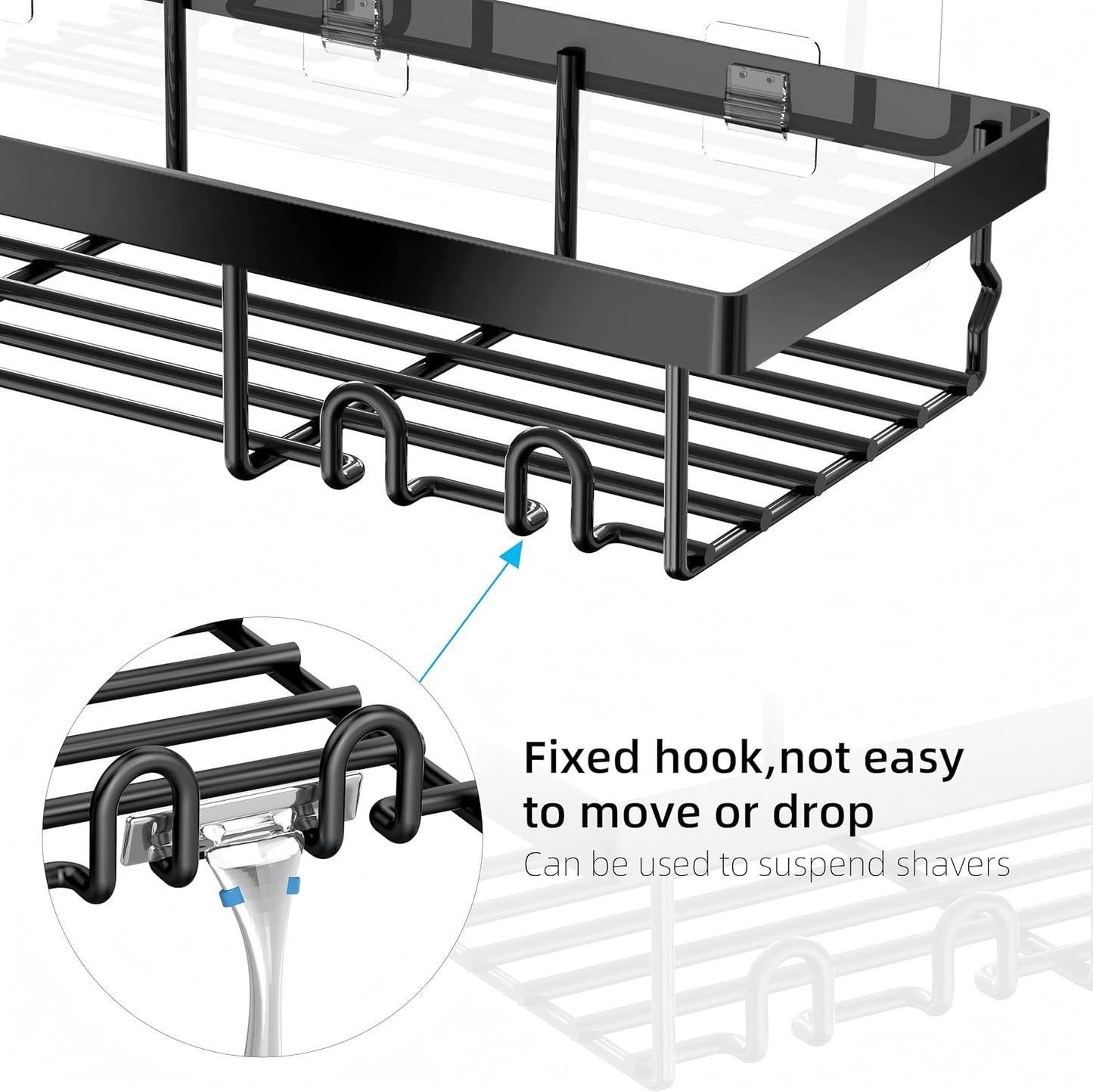 MOFOROCO 3-Pack Shower Caddy Basket Shelf with Soap Holder, No Drilling Traceless Adhesive Shower Wall Shelves, Rustproof Black Bathroom Shower Storage Organizer…