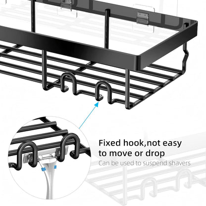 MOFOROCO 3-Pack Shower Caddy Basket Shelf with Soap Holder, No Drilling Traceless Adhesive Shower Wall Shelves, Rustproof Black Bathroom Shower Storage Organizer…