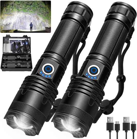 Rechargeable Flashlight 990000 High Lumens,Brightest LED Flashlights & 5 Modes,Powerful Flash Light,IPX6 Waterproof Super Bright Flashlight for Camping, Hiking
