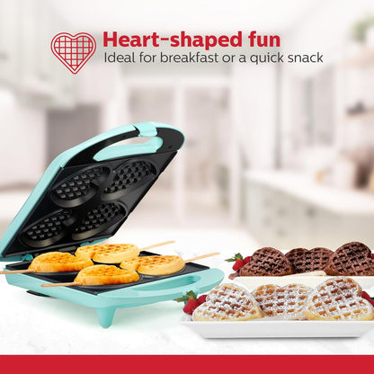 Holstein Housewares - Non-Stick Heart Waffle Maker, Lavender - Makes 4 Heart-Shaped Waffles in Minutes