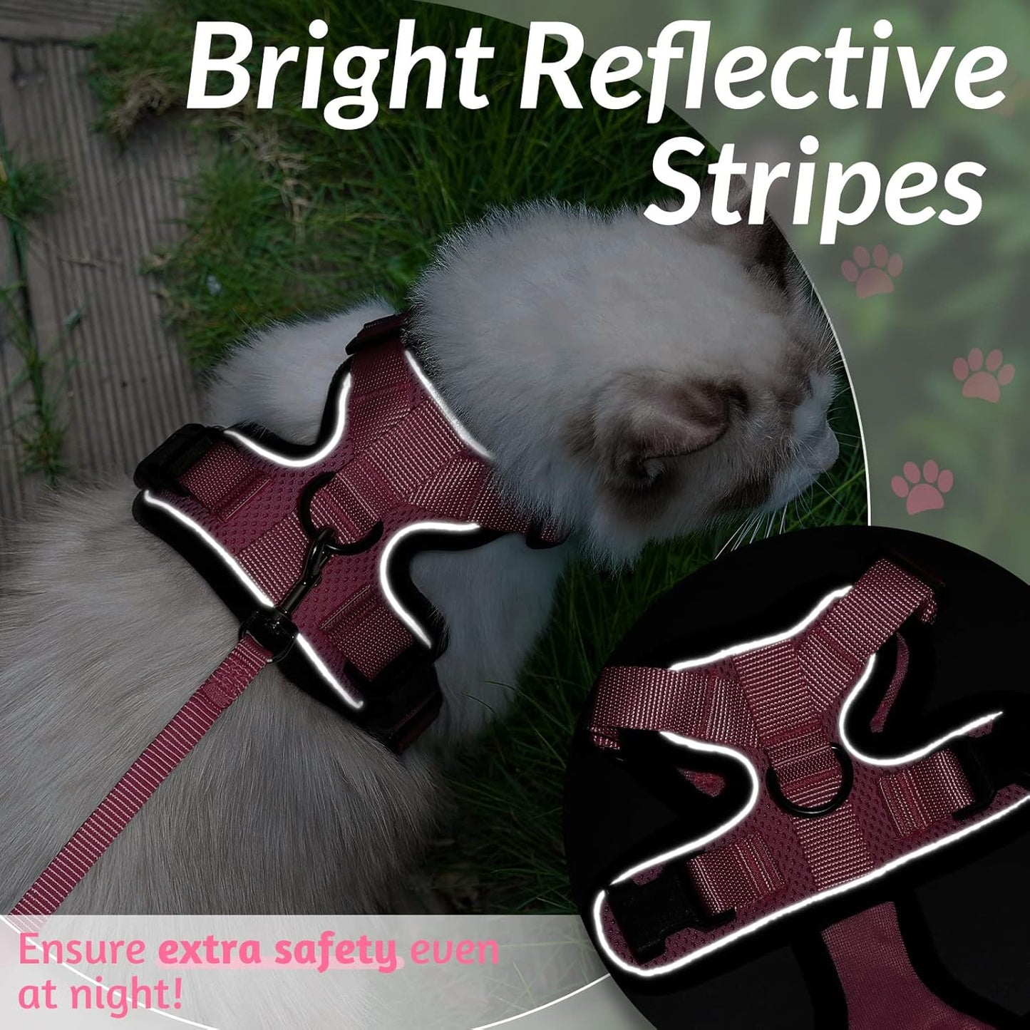 rabbitgoo Cat Harness and Leash for Walking, Escape Proof Soft Adjustable Vest Harnesses for Small Medium Cats, Easy Control Breathable Reflective Strips Jacket, XS, Black