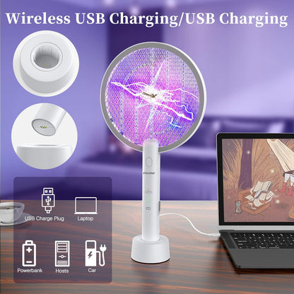 PALONE Bug Zapper Racket 3000V Electric Swatter 3 Layers Lamp Indoor Zapper Without Waving Hands for Kitchen, Home, Garden and Outdoors