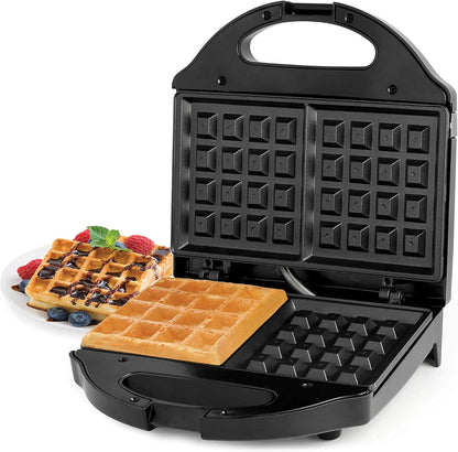 Salton Belgian Waffle Maker | Non-Stick Surface | 2 Waffles in Under 3 Minutes | Compact Upright Storage | Cool-Touch Handles | Recipe Book Included | Perfect for Breakfast & More | Black | WM1075BK