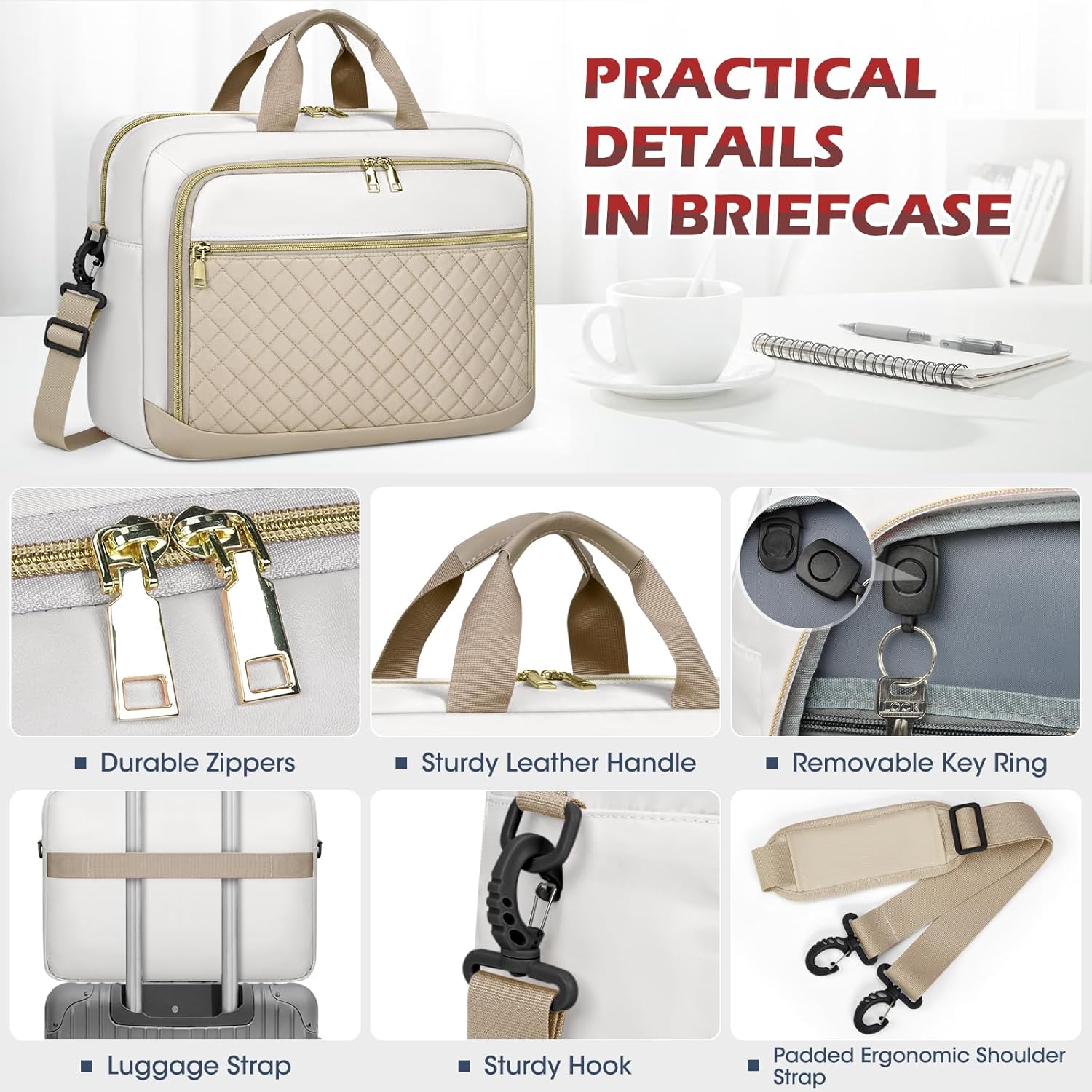 Laptop Bag 17 Inch Laptop Briefcase for Women Waterproof Computer Messenger Bag Professional Laptop Case for Business Work - PuriLite
