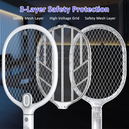 PALONE Bug Zapper Racket,Fly Swatter with Light, Detachable Dual Modes Fly Zapper for Indoor Outdoor (2 Pack)
