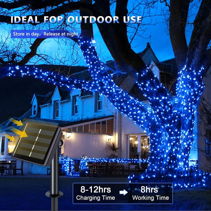Solar Halloween Decoration Lights, JMEXSUSS 2 Pack 33FT 100 LED Orange and Purple Halloween String Lights, Halloween Lights with 8 Modes for Halloween Tree Yard Outdoor Spooky Party Garden Decorations