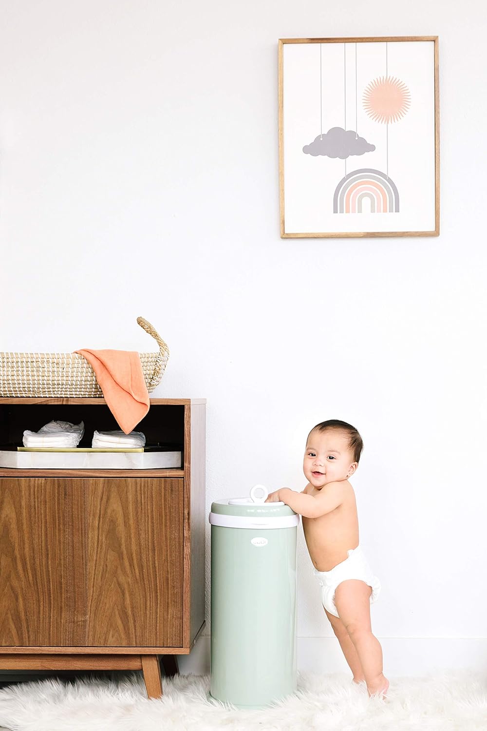 Ubbi Steel Diaper Pail, White