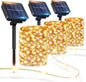 OHLUX 3 Pack Solar Lights Outdoor, Total 300LED Dusk to Dawn Solar Fairy Lights Waterproof, 8 Modes Copper Solar Christmas Lights for Outdoor Patio Garden Wedding Tree(Warm White)