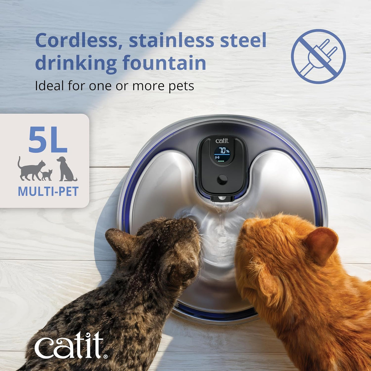 Catit PIXI Stainless Steel UVC Fountain, 5L (169oz)