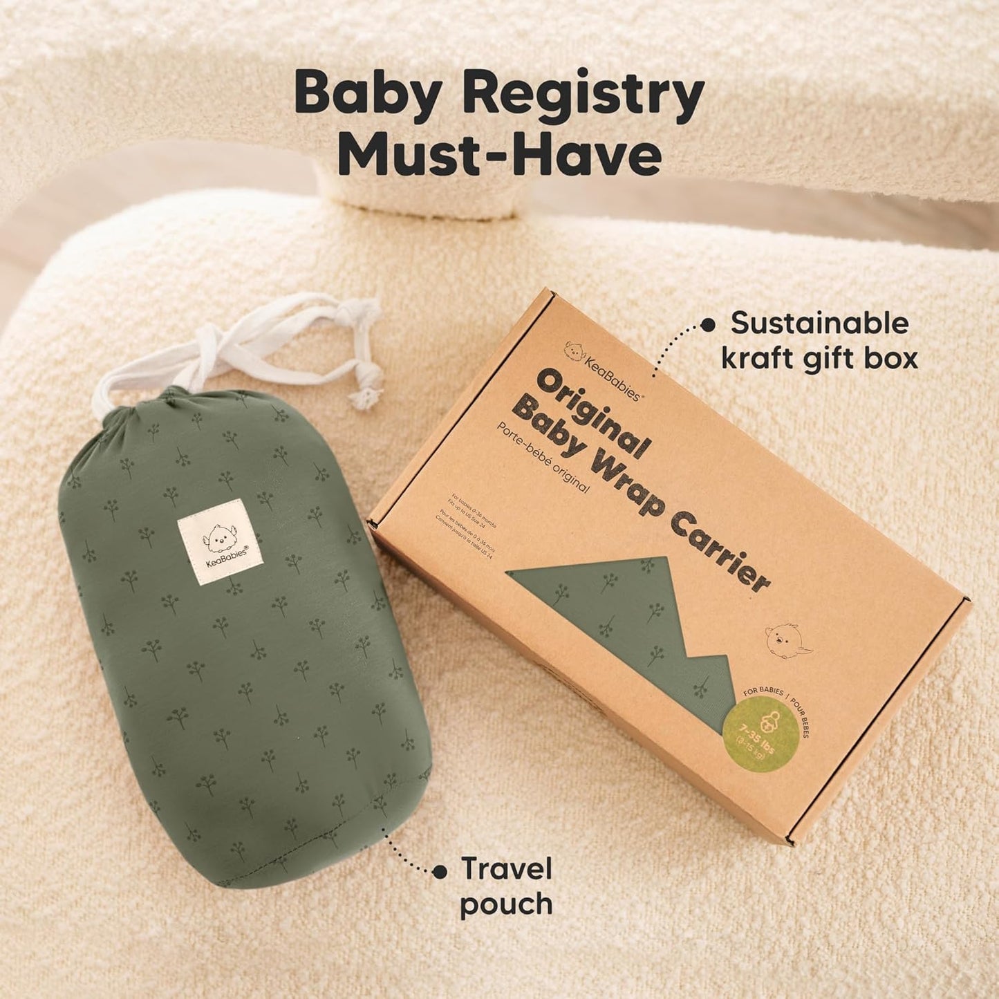 KeaBabies Baby Wrap Carrier - All in 1 Original Baby Carrier Newborn To Toddler Sling, Easy to Wear, Hands Free Bonding, Lightweight, Breathable Infant Wraps (Trendy Black)