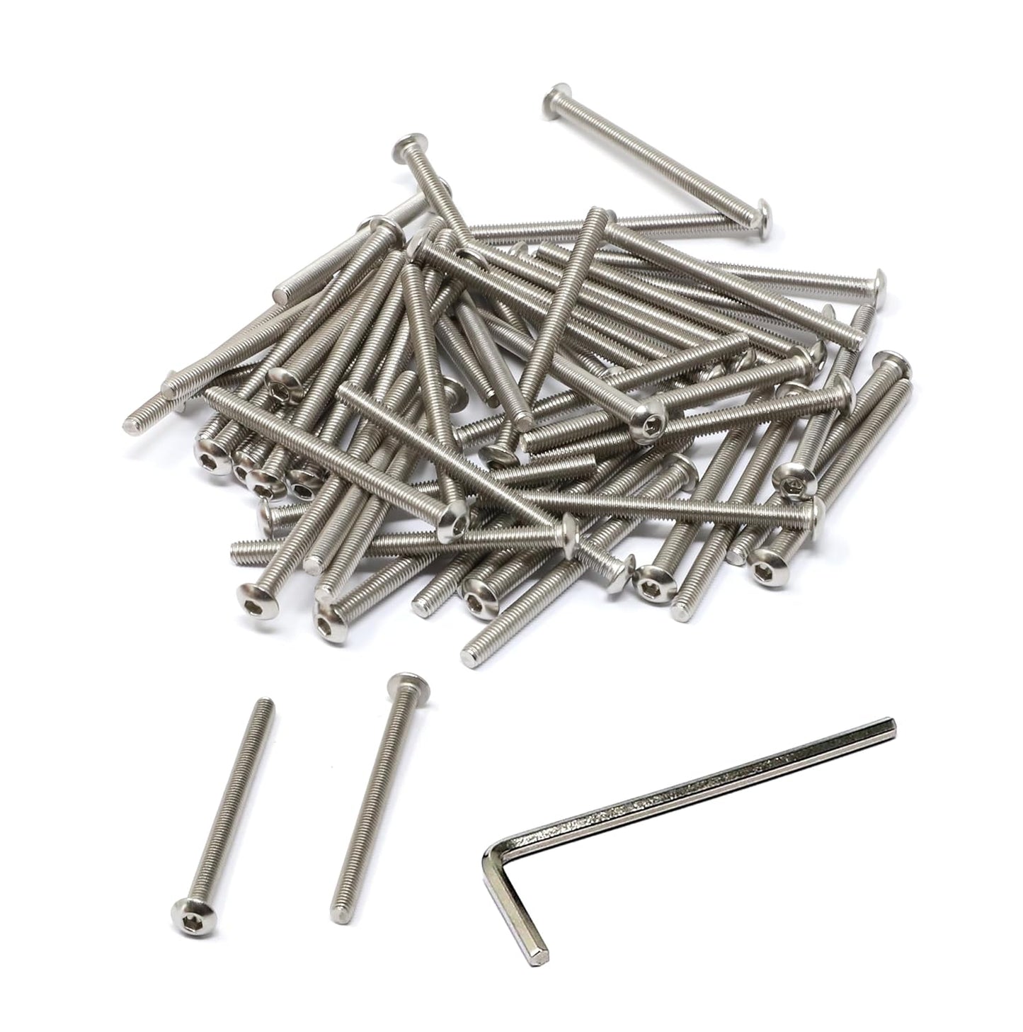iexcell 50 Pcs M6 x 20mm Thread Pitch 1 mm Stainless Steel 304 Hex Socket Button Head Cap Screws Bolts Kit