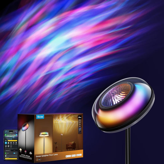 Govee Uplighter Floor Lamp for Living Room, RGBIC Tri-Zone Smart Floor Lamp for Bedroom Works with Matter, 215 ft² Light Area, LED Modern Corner Floor Light, Warm Cool White Standing Lamp, 80+ Scene