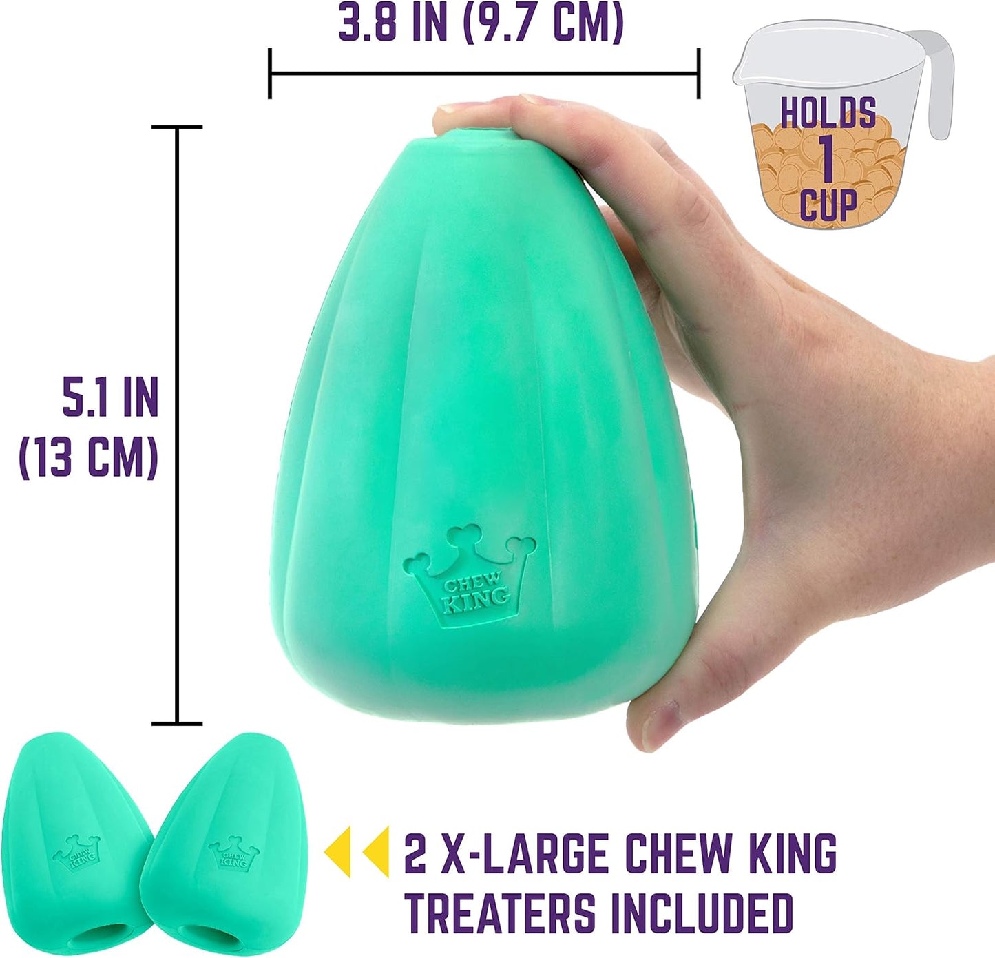 Chew King Premium Treat Dog Toy, L, Extremely Durable Natural Rubber Toy, Pack of 2
