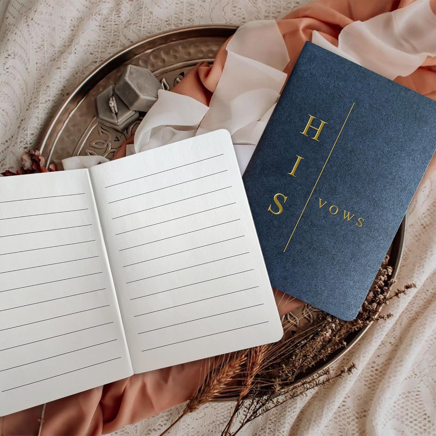 WeddingGiftsWedding Vow Books His and Hers Soft Touch Gold Foil Engraving Vow Books Wedding Essentials Wedding Accessories(TR-HH-Black)