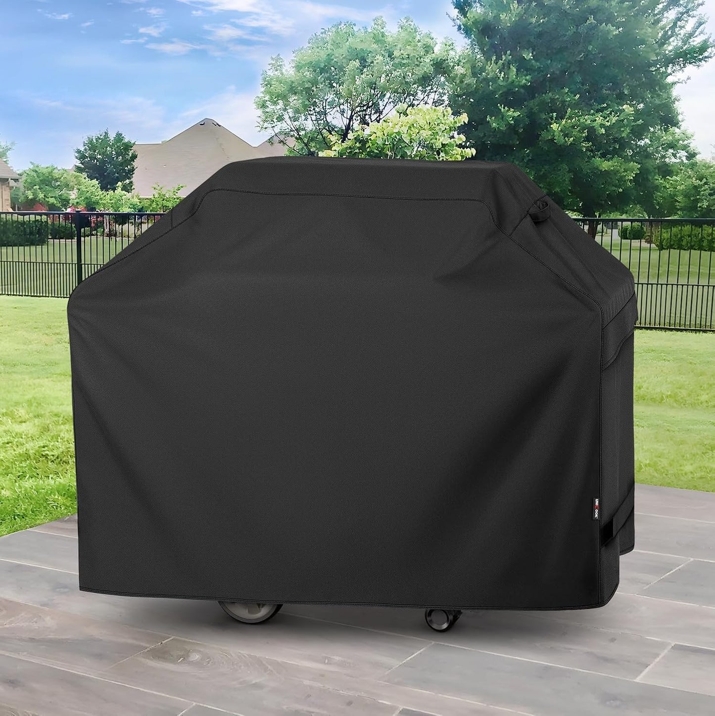 UNICOOK BBQ Cover 55 Inch, Heavy Duty Waterproof Housse BBQ, Special Fade and UV Resistant Outdoor Barbecue Grill Cover, Barbecue Accessories Compatible for Weber Char-Broil Brinkmann and More